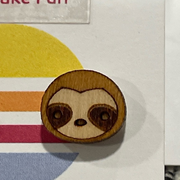 Wooden Sloth Earrings - Picture 3 of 4